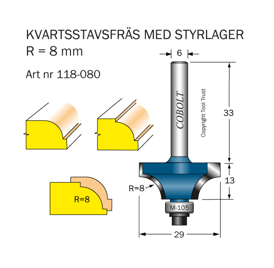 KVARTSSTAVFRÄS COBOLT  8.0 MM