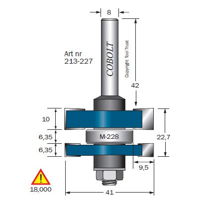 SPONTFRÄS MED STYRLAGER COBOLT L=22,7, F=9,5