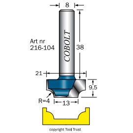 RADIEFRÄS MED BOTTENSKÄR COBOLT 216-104   S=8MM R=4