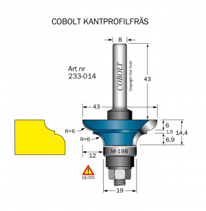 Kantprofilfräs R=6 D=43 S=8