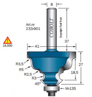 KANTPROFILFRÄS COBOLT  D=41, R3,5 / R5 / R2