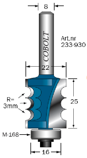 PÄRLPROFILFRÄS COBOLT  R:3MM